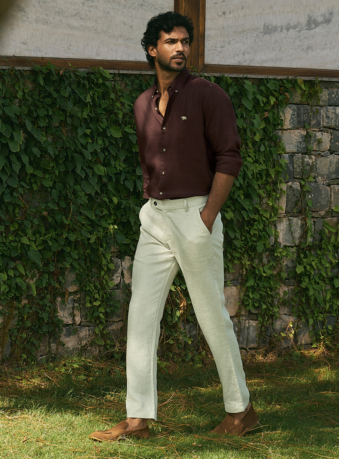 Mulberry Burgundy Linen Shirt