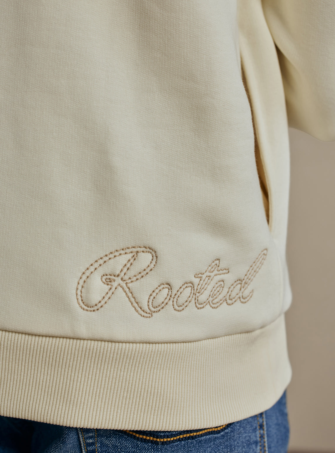 Almond Off White Cotton Triblend Hoodie