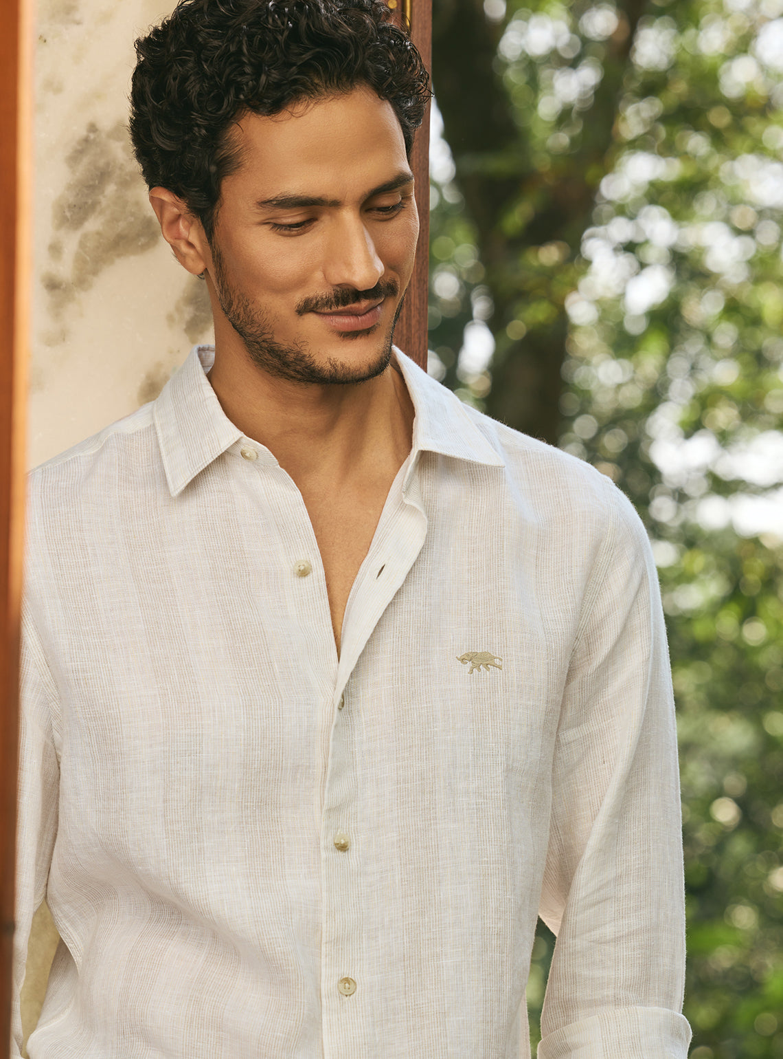 Safari Khaki Stripe Linen Shirt