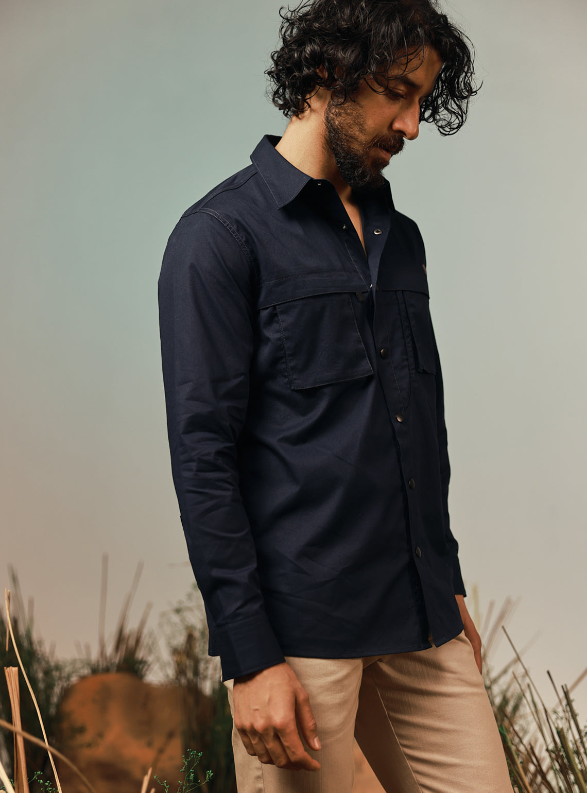 Regal Navy Cotton Twill Shirt