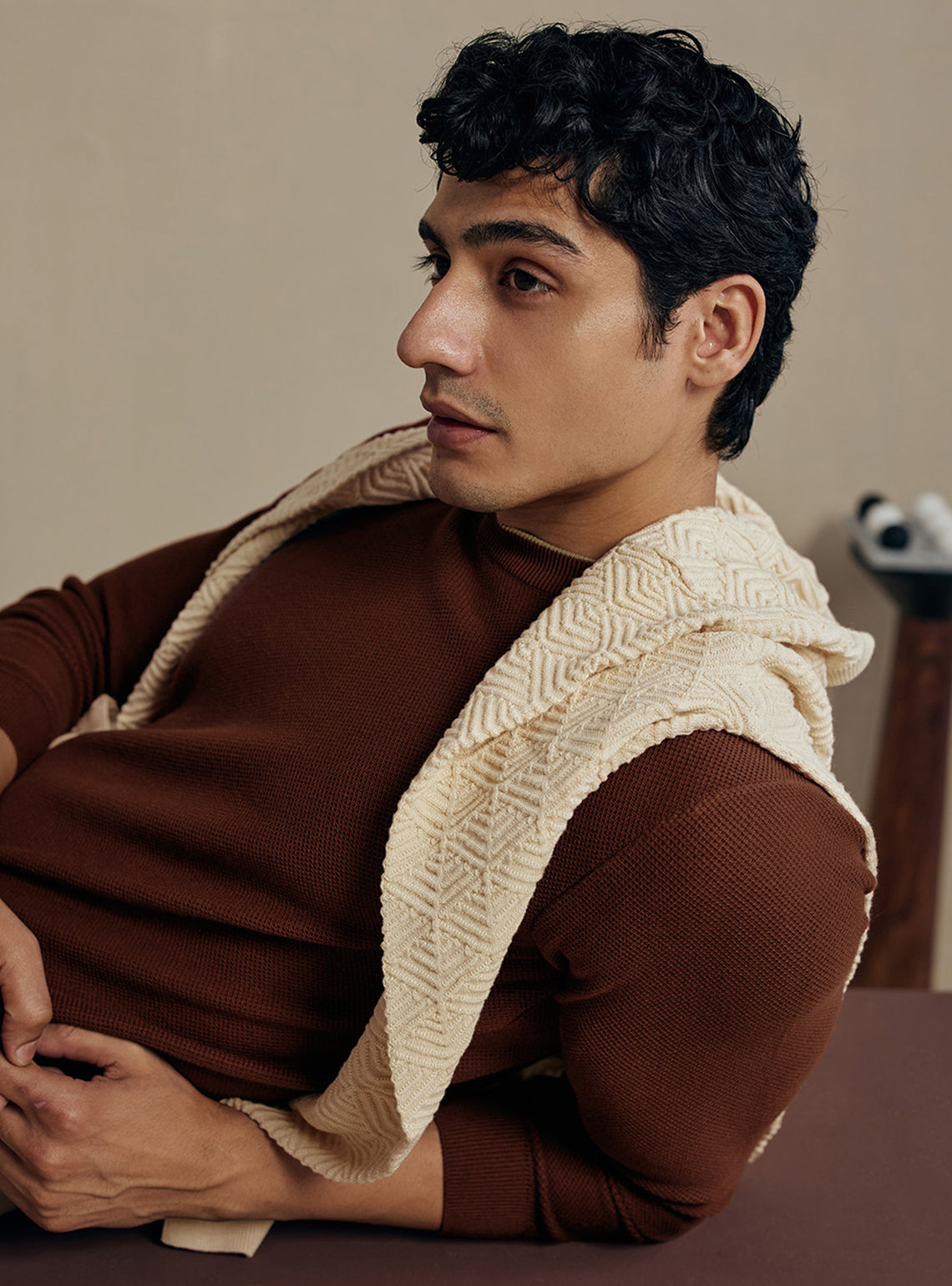 Siena Rust Moss Knit Cotton Pullover