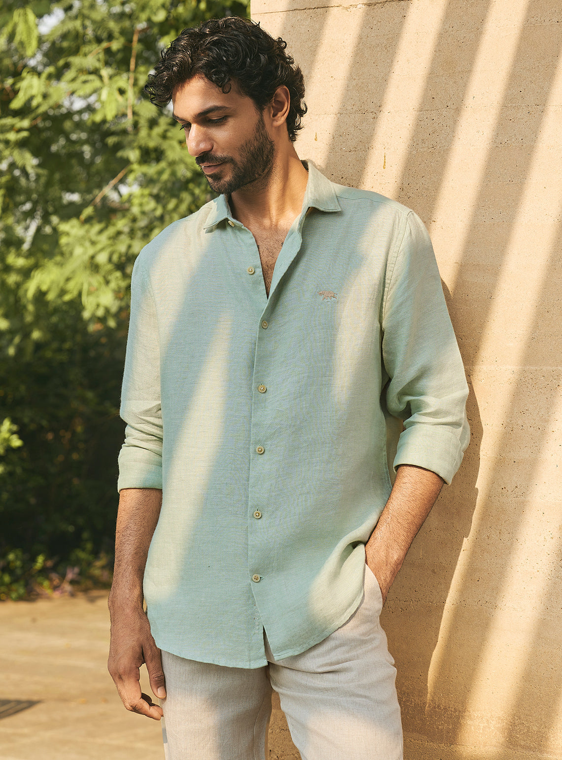 Current Green European Linen Shirt