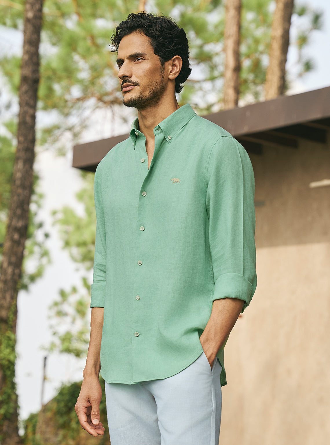 Meadow Mint Green European Linen Shirt