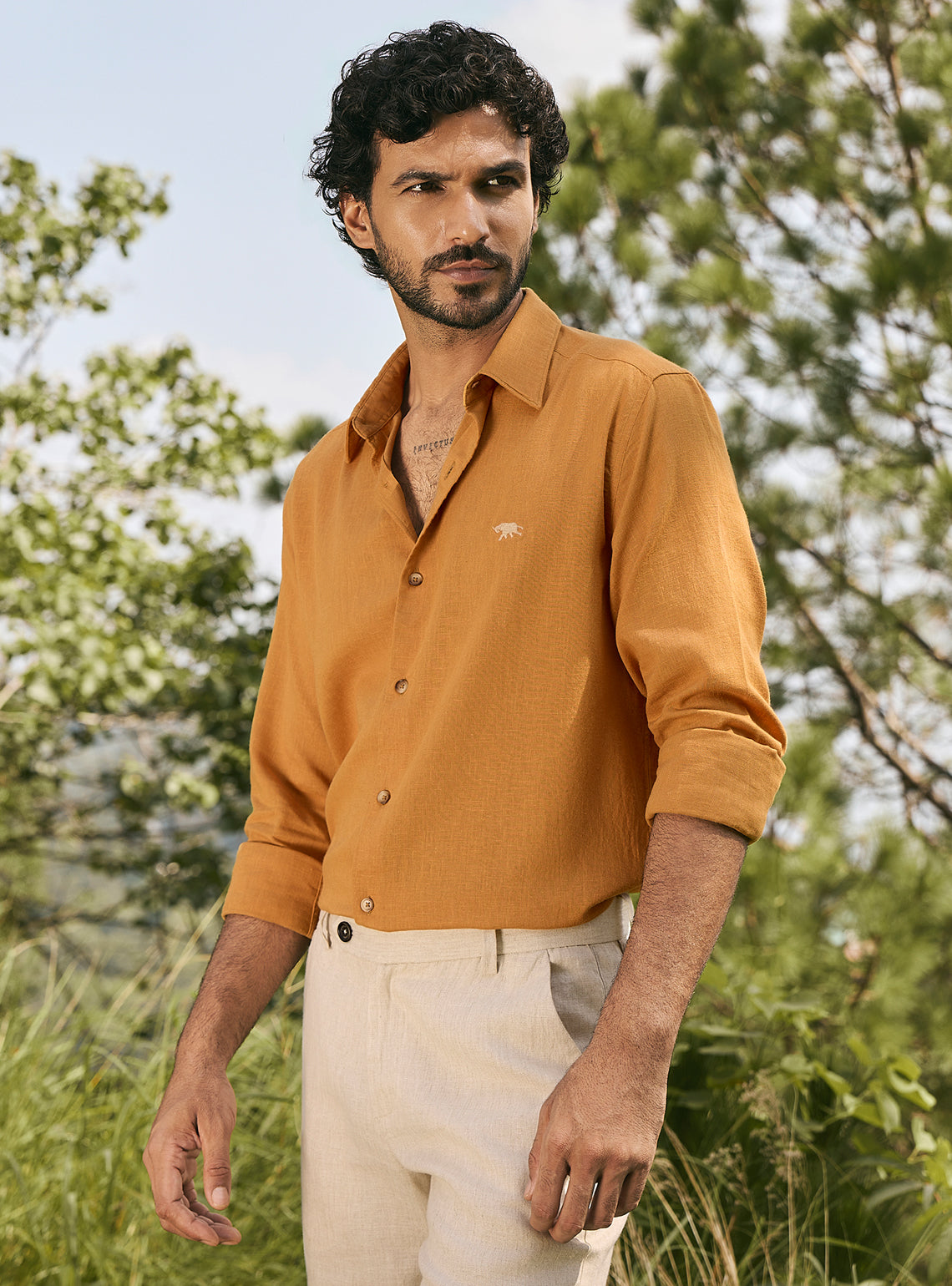 Alpenglow Gold Lyocell Linen Shirt