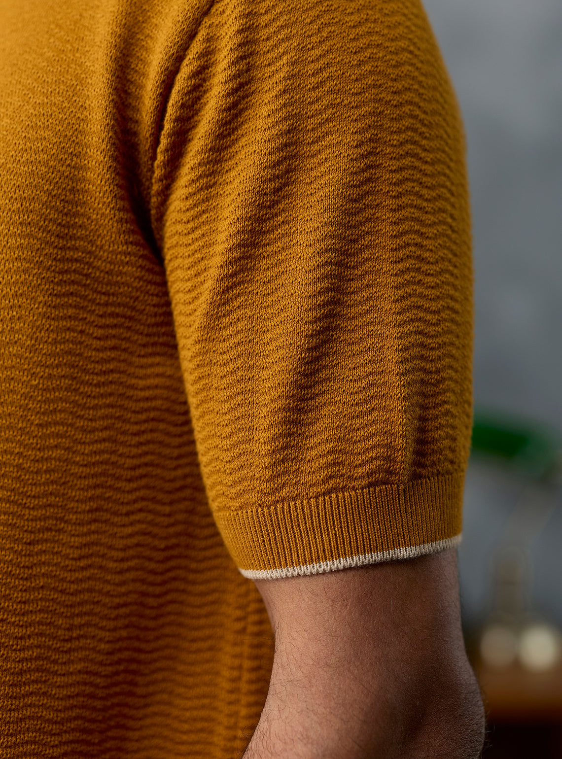 Gridlock Mustard Ripstop Cotton Crewneck