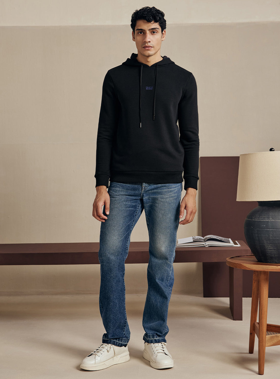 Coal Black Cotton Triblend Hoodie