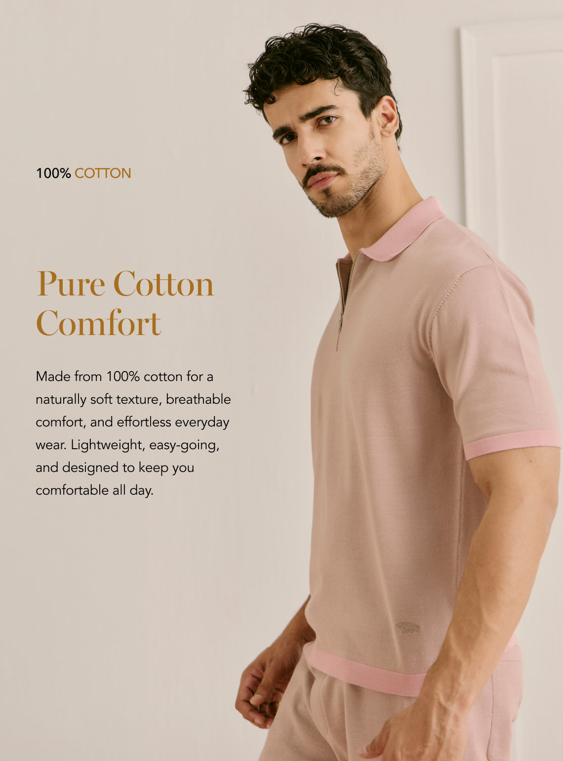 Terrian Khaki Cotton Knit Polo