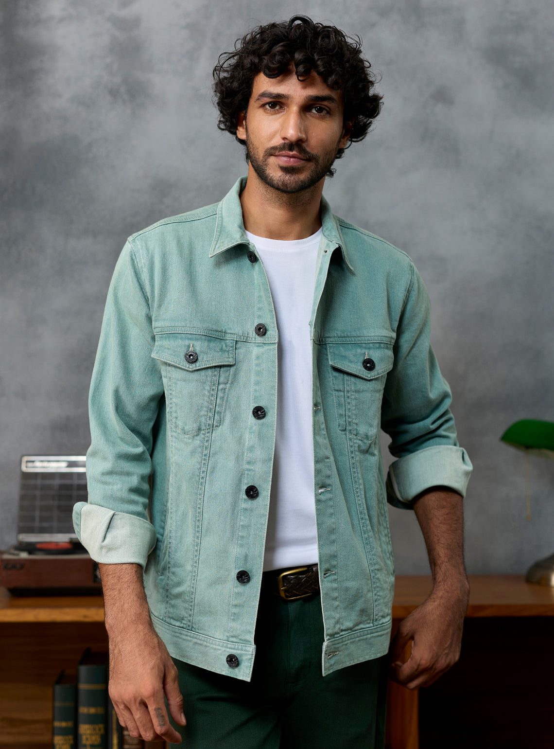 Club Green Cotton Blend Denim Jacket