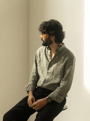 Fern Green European Linen Check Shirt