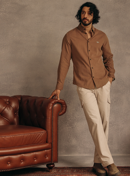 Anchor Rust Cotton Blend Corduroy Shirt