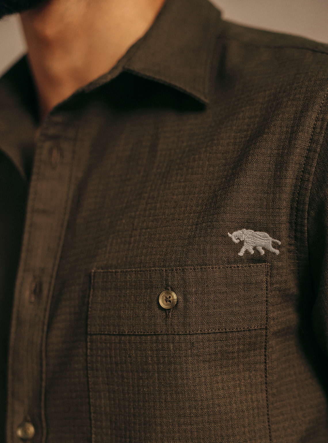 Onyx Brown Cotton Dobby Shirt