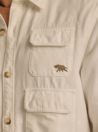 Napa Off White Cotton Canvas Overshirt
