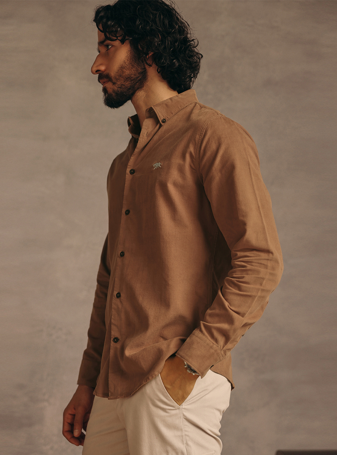 Anchor Rust Cotton Blend Corduroy Shirt