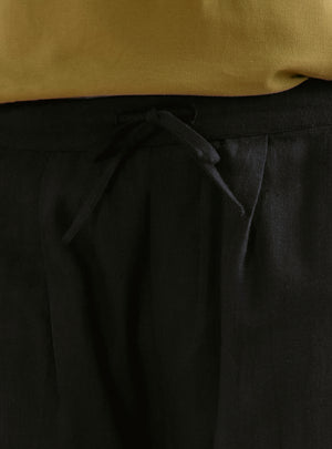 Midnight Black Cotton Straight Trouser