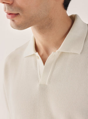 Dawn White Cotton Textured Polo