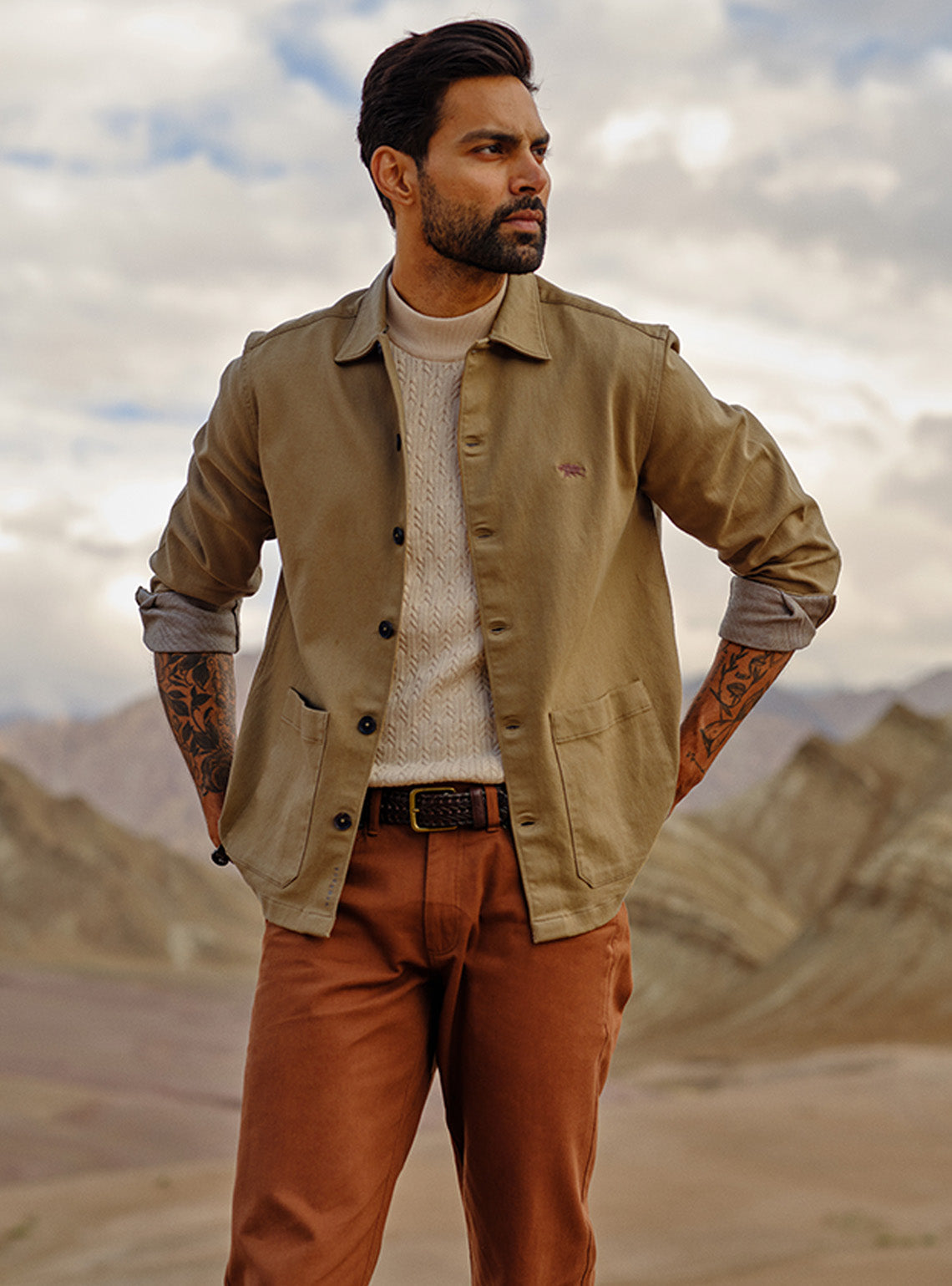 Sandy Brown Cotton Blend Overshirt