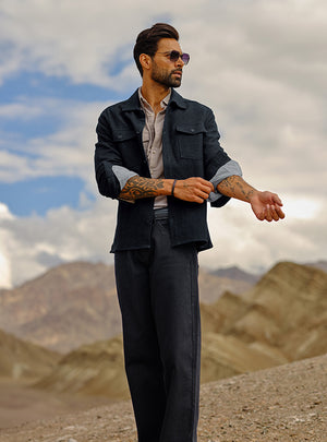 Abyss Indigo Cotton Dobby Overshirt
