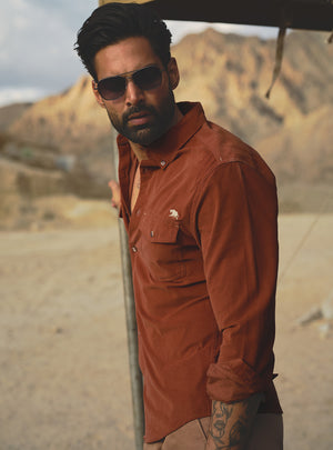 Ember Rust Cotton Tencel Corduroy Shirt