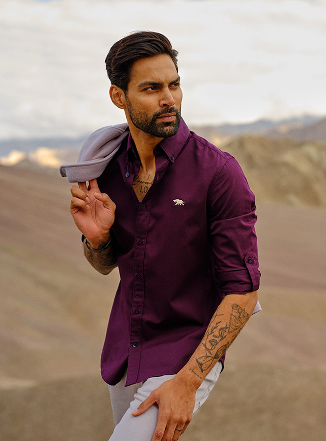 Merlot Burgundy Cotton Twill Shirt