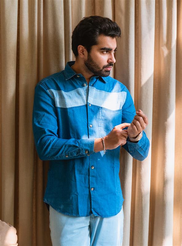 Carolina Colour Block Indigo Shirt