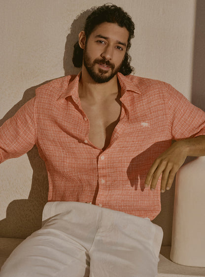 Ember Orange Linen Shirt