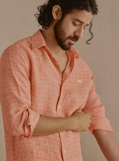 Ember Orange Linen Shirt