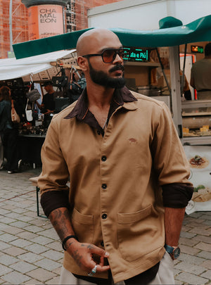 Sandy Brown Cotton Blend Overshirt