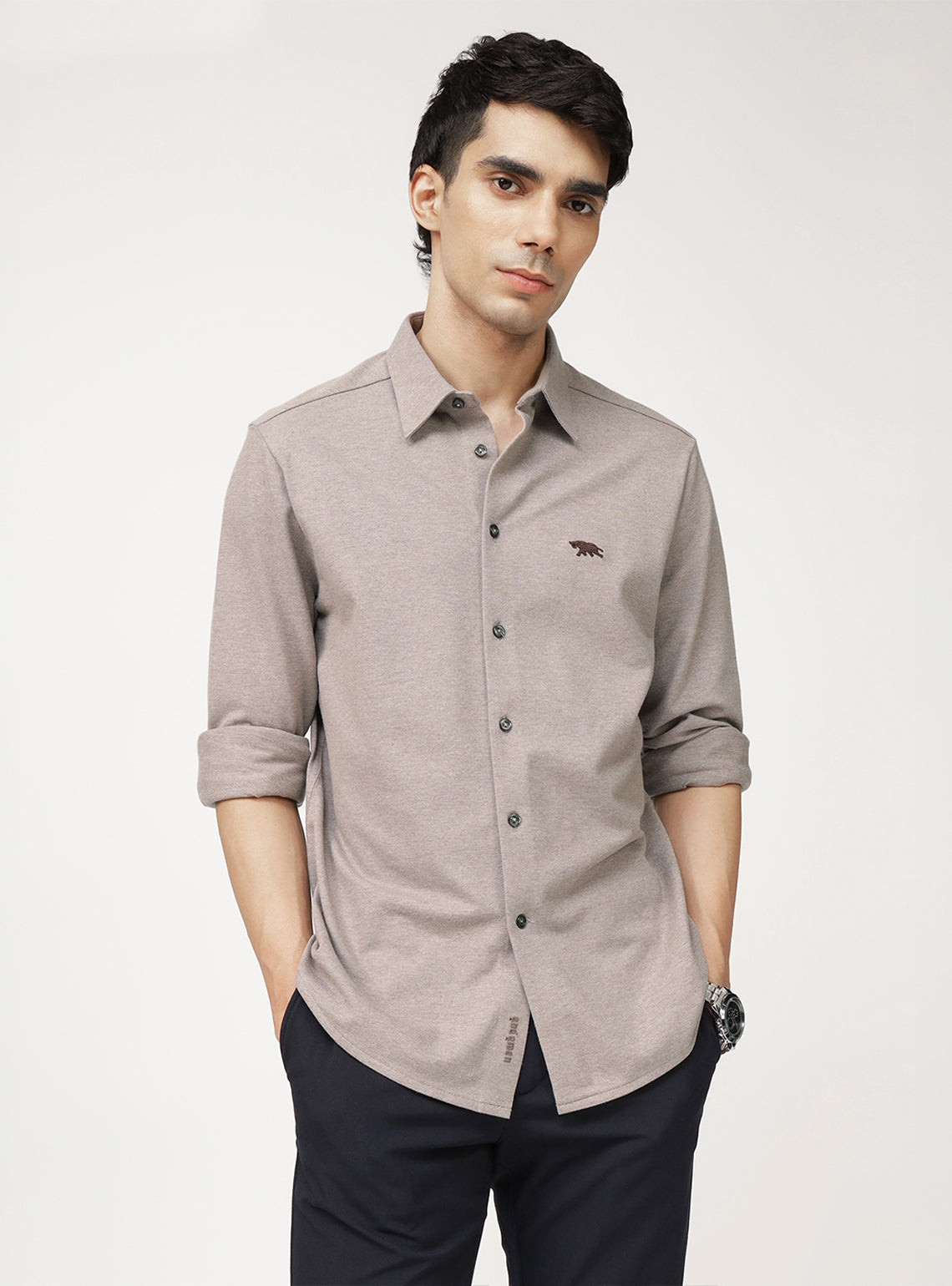 Aged Slate Cotton Lycra Shirt