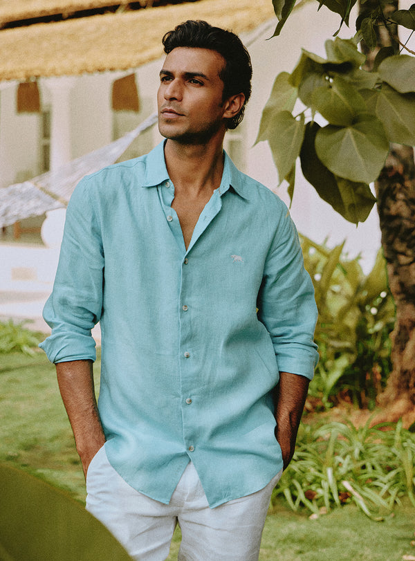 Reef Teal Linen Shirt