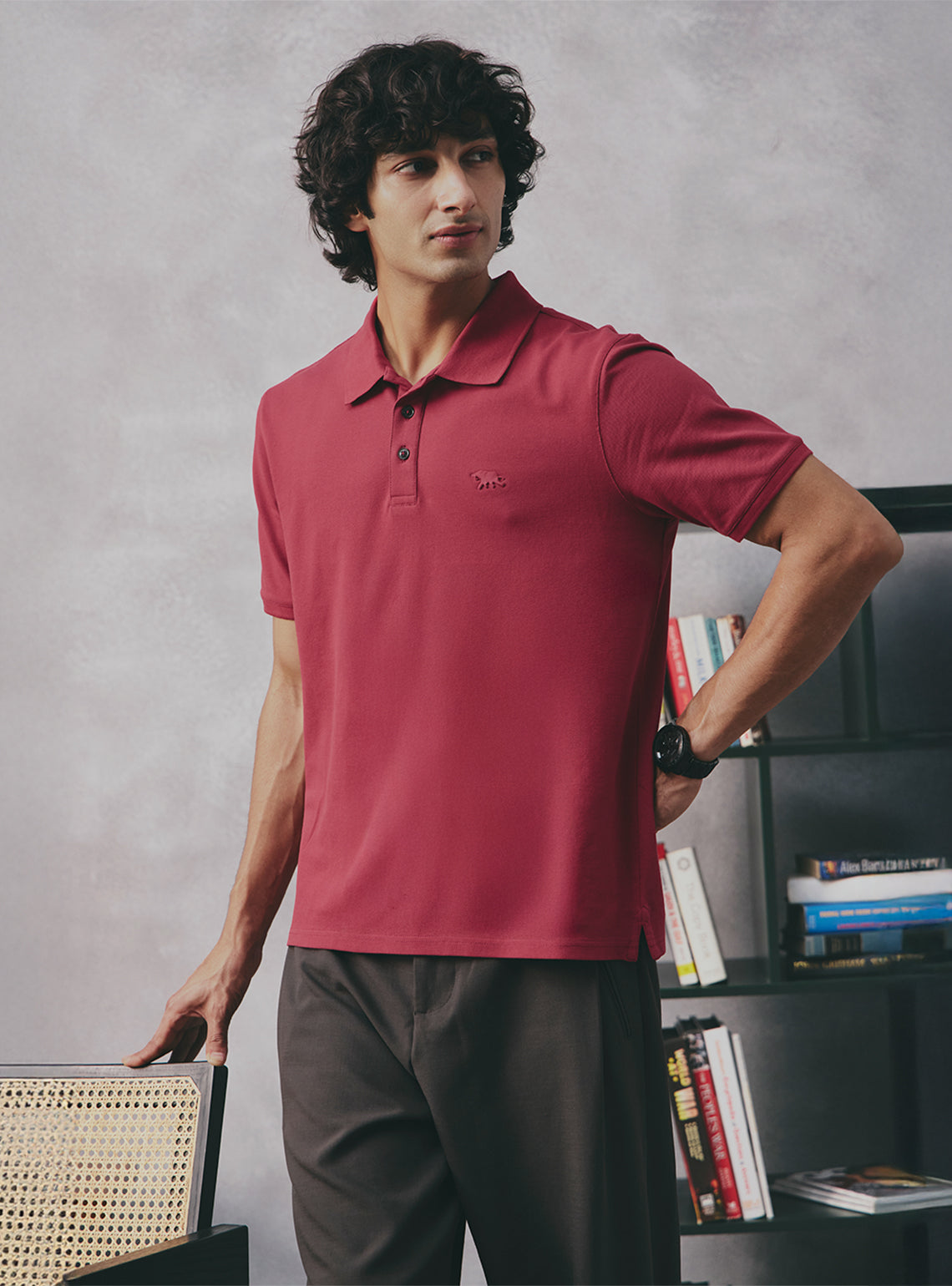 Berry Burgundy Cotton Stretch Polo
