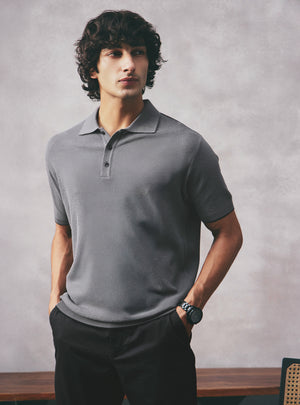 Stone Grey Cotton Polo