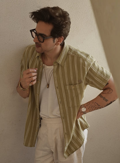 Green Stripe Cotton Shirt