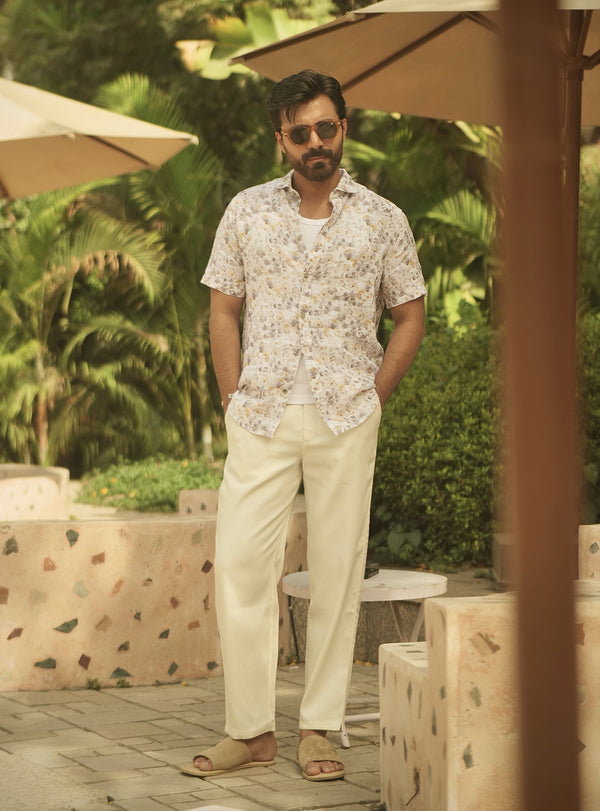 Cloudy Floral Linen Shirt