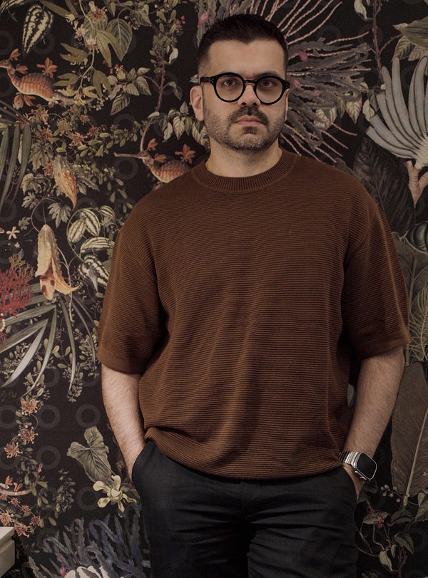 Noir Brown Cotton Pointelle Crew