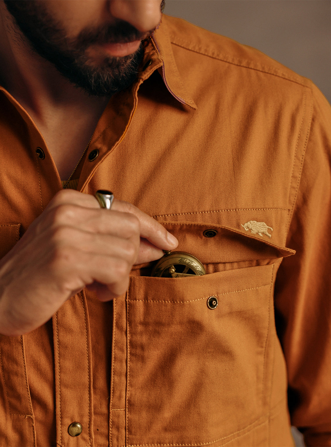 Gold Rust Cotton Canvas Overshirt