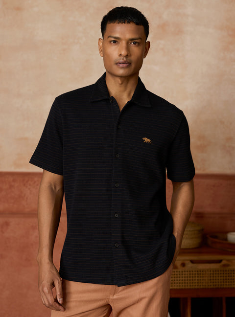 Noir Black Cotton Knit Shirt