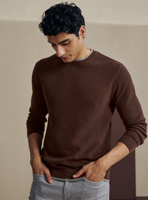 Deep Maroon Honeycomb Cotton Pullover