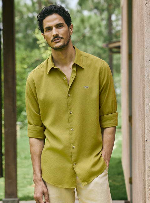 Moss Olive Lyocell Linen Shirt
