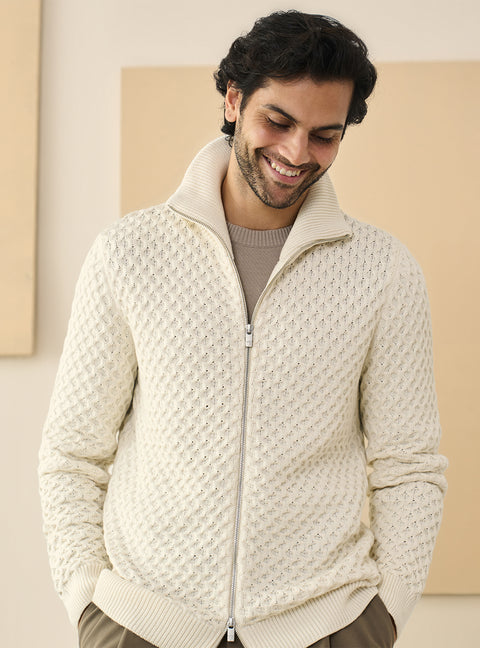 Frost Off-White Cotton Structure Jacket