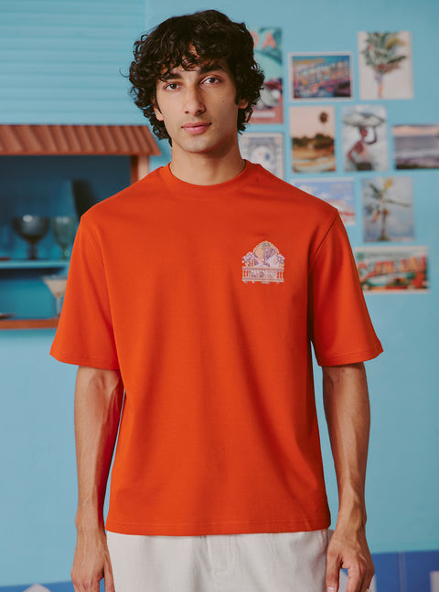 Negroni Rust Cotton Print Crewneck