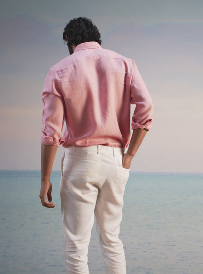 Coral Pink Linen Shirt