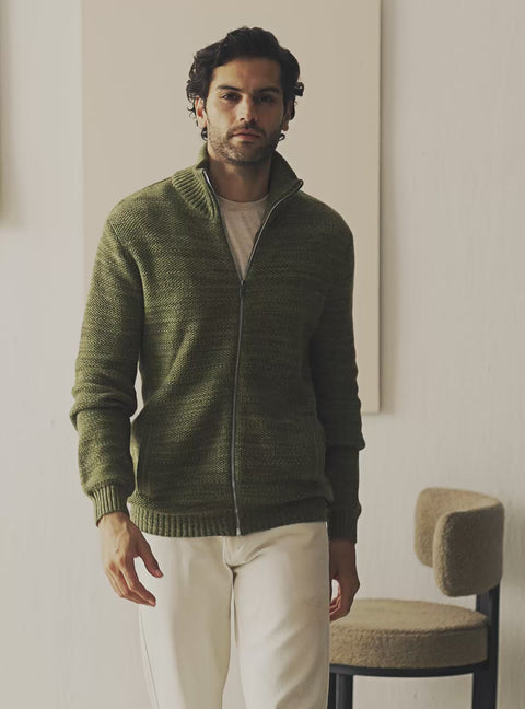 Forest Olive Cotton Melange Jacket