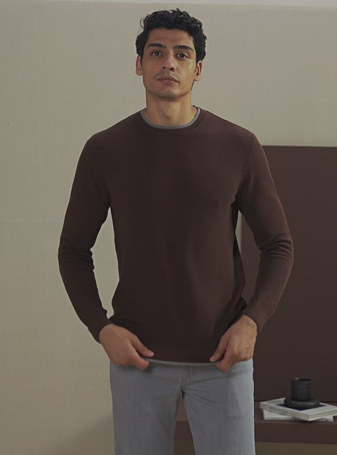 Deep Maroon Honeycomb Cotton Pullover
