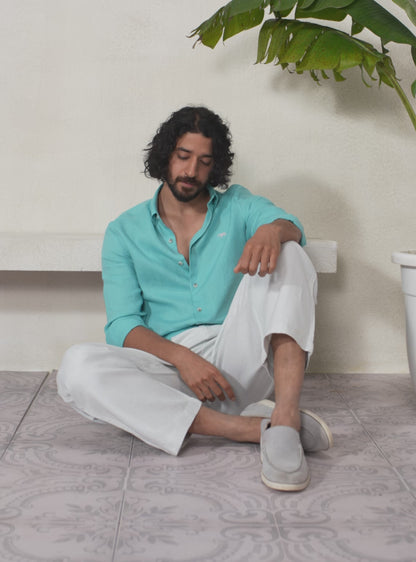 Reef Teal Linen Shirt