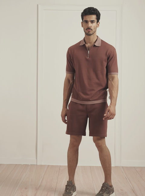 Vineyard Burgundy Cotton Knit Polo