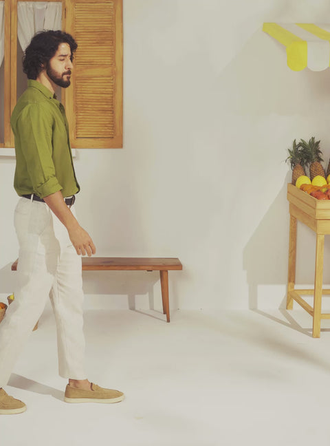 Cefalu Olive Seersucker Shirt