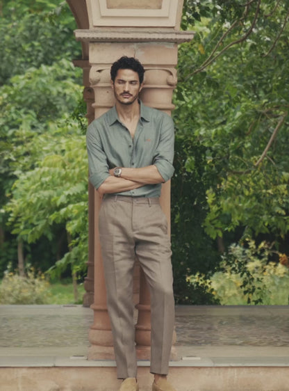 Sub Green Linen Check Shirt