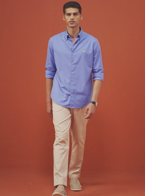 Classic Blue Cotton Stretch Oxford Shirt
