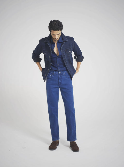 Lake Blue Cotton Blend Jeans