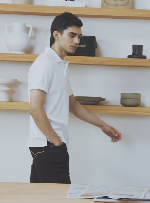 Cream White Supima Cotton Polo